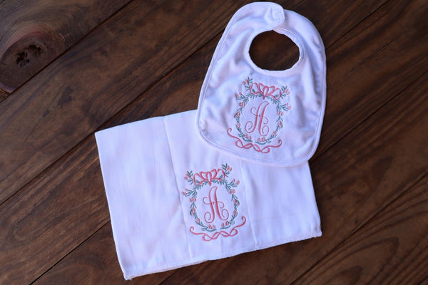 Embroidered Baby Bib-Personalized Baby Bib-Monogrammed Baby Bib-Monogrammed Burp Cloth-Baby Burp Cloth
