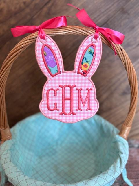 Easter Basket Bunny Tag Embroidered