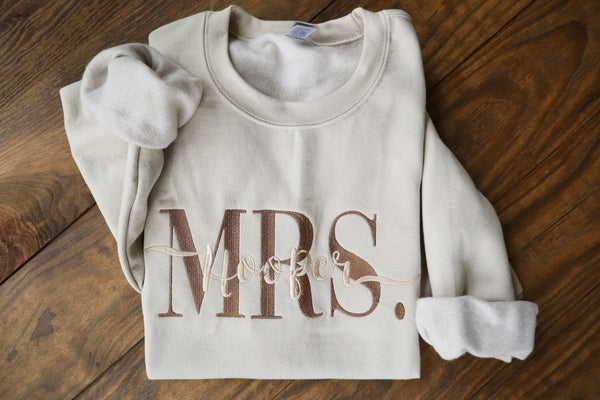Custom Mrs. Embroidered Sweatshirt, Bride Sweatshirt,Personalized Bride Sweatshirt