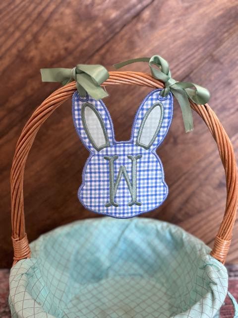 Easter Basket Bunny Tag Embroidered