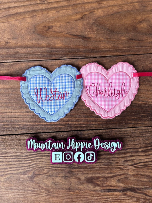 Valentines Tag Embroidered