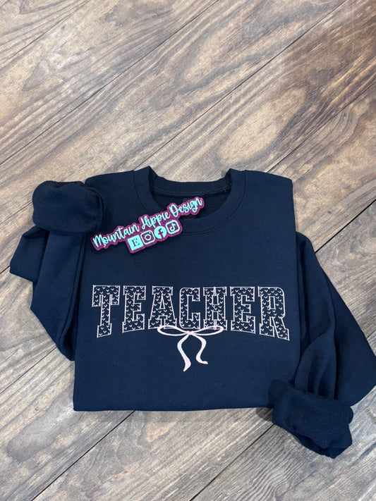 Coquette Teacher Embroidered Sweatshirt