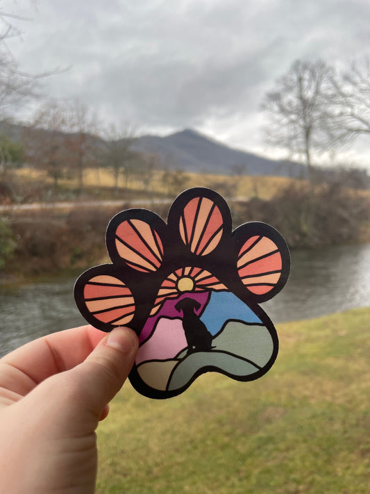 Dog Paw Mountain Sticker