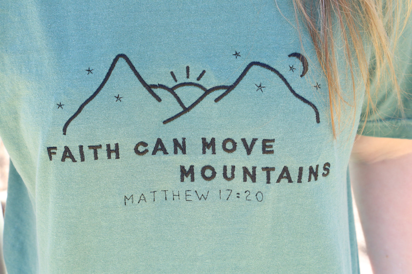 Faith Can Move Mountains Embroidered T-shirt